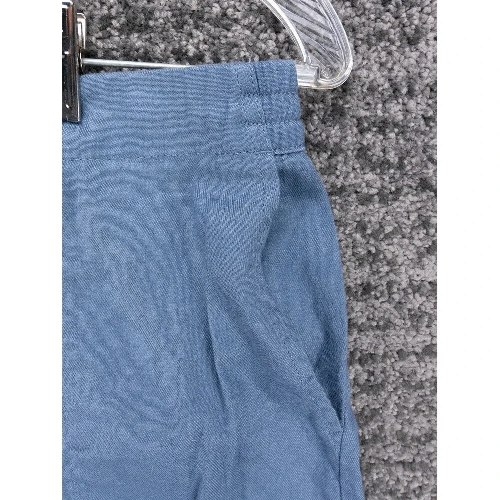 LL Bean Shorts Womens 8 Blue Chino Elastic Waist Stretch Cotton Linen Beach Hike
